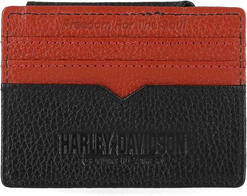 محفظة بطاقات Harley-Davidson للرجال Bar & Shield Core Pebble - باللون الأسود in Saudi Arabia