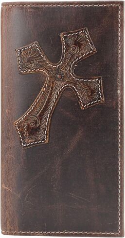 American Bison Oil Pull Up Leather Rodeo Wallet – Tooled Western Design, Durable & Stylish (Brown) in Kuwait