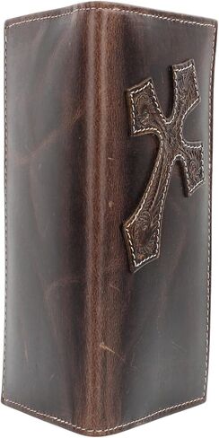 American Bison Oil Pull Up Leather Rodeo Wallet – Tooled Western Design, Durable & Stylish (Brown) in Kuwait