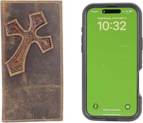 American Bison Oil Pull Up Leather Rodeo Wallet – Tooled Western Design, Durable & Stylish (Brown) in Kuwait
