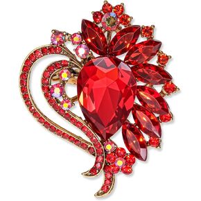 بروش على شكل قلب، بروش أحمر من حجر الراين دبابيس ودبابيس أنيقة لعيد الحب لفستان وقبعة وحقيبة وربطة عنق ودبابيس تزيين in Kuwait