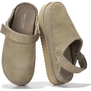 Project Cloud Genuine Suede Clogs for Women - Memory Foam Platform Clogs Womens Shoes - Nonslip Slides for Women w/Straps Lightweight Womens Clogs & Mules for Women 2025 (Goldstar, TAUP, 7.5) in Kuwait