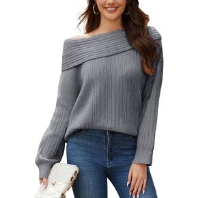 UNCLECAT Women's Off The Shoulder Sweater 2025 Trendy Oversized Fall Sweater Boat Neck Knit Tops in Saudi Arabia