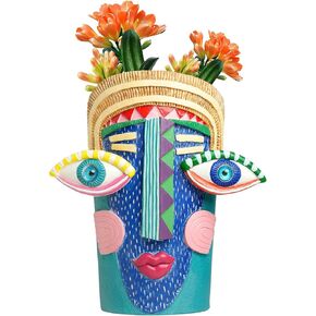 Blue Big Eyes Abstract Face Planter Pots Picasso Flower Pot Colorful Resin Vase Unique Head Planters for Indoor Plants Home Balcony Decoration in Saudi Arabia