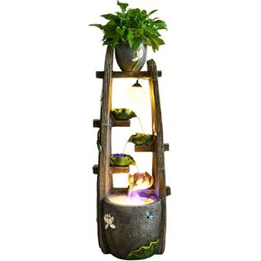 Outdoor Fountains Creative a Shelf for Flowers Fountain with Misting Humidifier, Indoor Outdoor Floor Standing Fountain for Home, Bedroom, Patio Decoration Garden Water Fountain(Brown) in Saudi Arabia