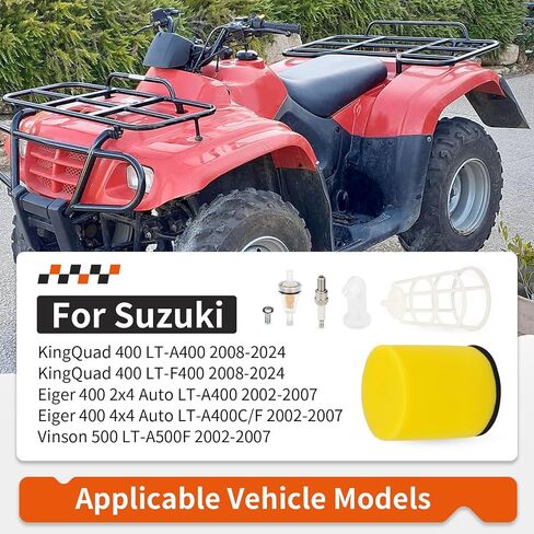 لسوزوكي KingQuad إيجر فينسون 400 500 LT-A400 LT-F400 LT-A500F فلتر الهواء + حامل قفص ث/سدادة و شرارة التوصيل 13791-03G00 2002-2024 in Saudi Arabia