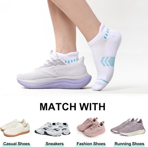 Ankle Socks Womens Compression Cushioned Athletic Running Low Cut with Heel Tab Anti-blister Socks 5 Pairs in Saudi Arabia