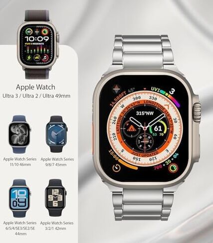 Titanium Band Replacement Compatible with Apple Watch Ultra 2 Ultra 49mm iWatch SE 2 SE 49mm 45mm 44mm 42mm 46mm iWatch Series 10 9 8 7 6 5 4 3 2 1 in Saudi Arabia