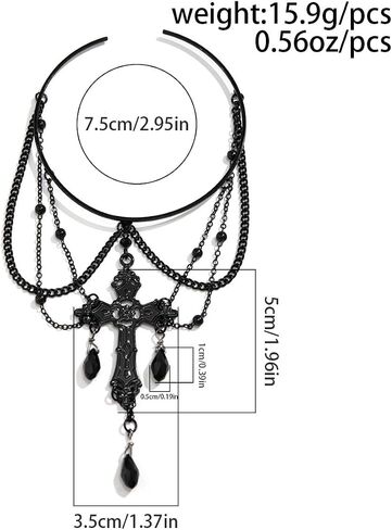 Gothic Arm Cuff Punk Cross Moon Cuff Bracelets Black Crystal Pendant Chain Multi-layer Open Arm Bracelet in Saudi Arabia