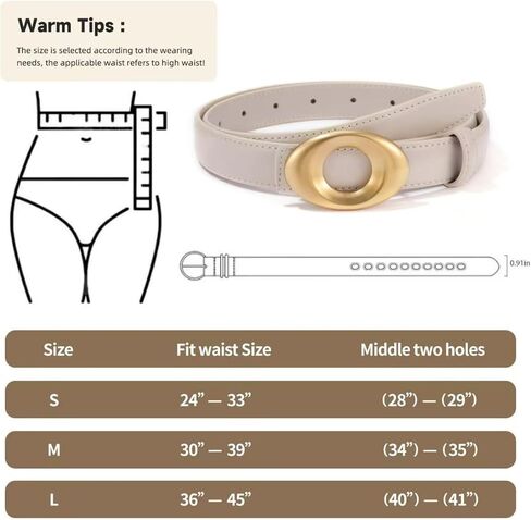 Women's Elegant Casual Genuine Leather Belt with Matte Oval Vintage Gold Buckle for Jeans Pants Dresses in Saudi Arabia
