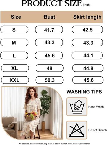 Women Nightgowns,Short Sleeve Sleep Dress,Lace Trim Sleep Shirt Dress,Ruffle Hem Dress for Bedroom Lounging and Hotel in Saudi Arabia