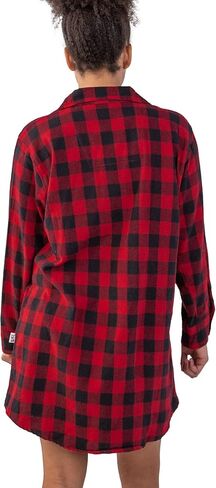 Lazy One Button-Up Sleep Shirt, Flannel Nightshirts for Women, Cute Plaid Designs in Saudi Arabia