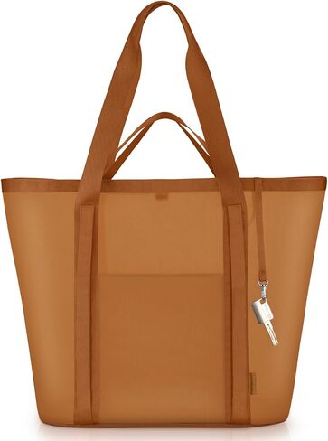 Mesh Beach Bag for Women - Sandproof Beach Tote, Large swim bag, Vacation Essentials for Family,Pool,Cruise,Gym (Camel) in Kuwait