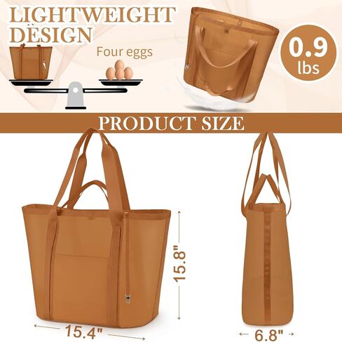 Mesh Beach Bag for Women - Sandproof Beach Tote, Large swim bag, Vacation Essentials for Family,Pool,Cruise,Gym (Camel) in Kuwait