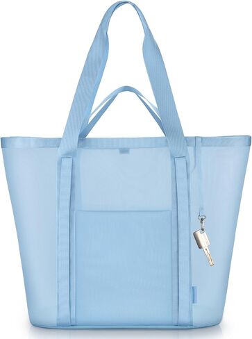 Mesh Beach Bag for Women - Sandproof Beach Tote, Large swim bag, Vacation Essentials for Family,Pool,Cruise,Gym (Camel) in Kuwait