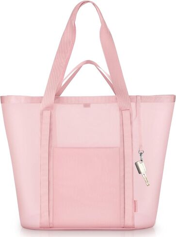 Mesh Beach Bag for Women - Sandproof Beach Tote, Large swim bag, Vacation Essentials for Family,Pool,Cruise,Gym (Camel) in Kuwait