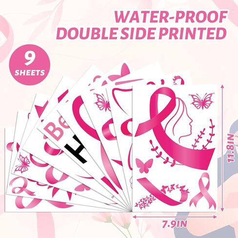9 Sheets Breast Cancer Awareness Window Clings Believe Hope Love Window Stickers Double-Sided Pink Ribbon Glass Decals for Home Party Decoration in Saudi Arabia