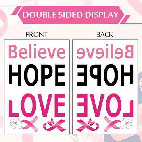 9 Sheets Breast Cancer Awareness Window Clings Believe Hope Love Window Stickers Double-Sided Pink Ribbon Glass Decals for Home Party Decoration in Saudi Arabia