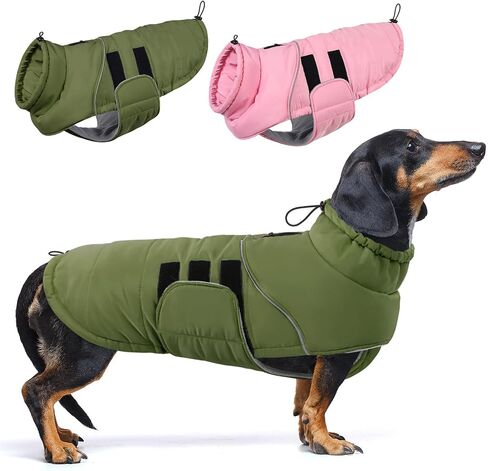 ASENKU Extra Warm Dog Coat, Dog Winter Coat with Fleece, Reflective Adjustable Dog Jacket with Zippered Leash Hole for Medium Dogs, Dog Clothes for Medium Sized Dog Dachshund Clothes (Pink,M) in Saudi Arabia