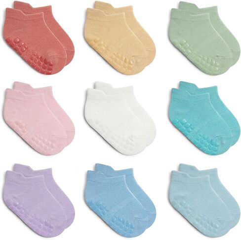 جوارب كاحل غير قابلة للانزلاق مع قبضة (9 زوج) لمدة 0 شهرا إلى 7 سنوات الجوارب المشي in Kuwait