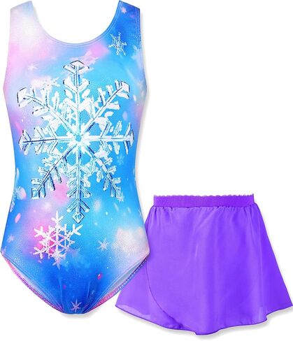 Girls Gymnastics Leotards Sleeveless Tumble Outfit with Removable Skirt Kids Dance Dress Combo in Kuwait