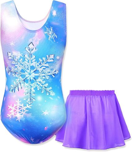 Girls Gymnastics Leotards Sleeveless Tumble Outfit with Removable Skirt Kids Dance Dress Combo in Kuwait