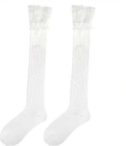 Dohia Lace Knee High Socks Womens Thigh High Boot Socks Long Stockings Over the Knee Leggings with Lace Trim D1-LSBGXW in Saudi Arabia