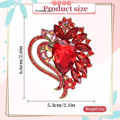 بروش على شكل قلب، بروش أحمر من حجر الراين دبابيس ودبابيس أنيقة لعيد الحب لفستان وقبعة وحقيبة وربطة عنق ودبابيس تزيين in Kuwait