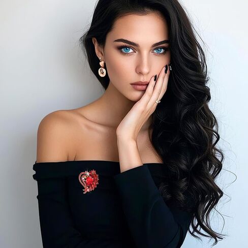 بروش على شكل قلب، بروش أحمر من حجر الراين دبابيس ودبابيس أنيقة لعيد الحب لفستان وقبعة وحقيبة وربطة عنق ودبابيس تزيين in Kuwait