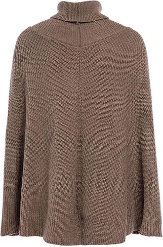 Women's Knit Turtleneck Poncho Sweater Chunky Ribbed Cape Casual Oversized Pullover Jumper Tops in Saudi Arabia