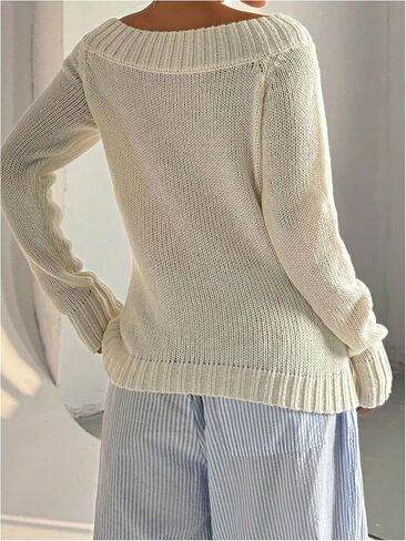 SOLY HUX Women's Off The Shoulder Sweater Boat Neck Knit Top Pullover Fall Clothes in Saudi Arabia