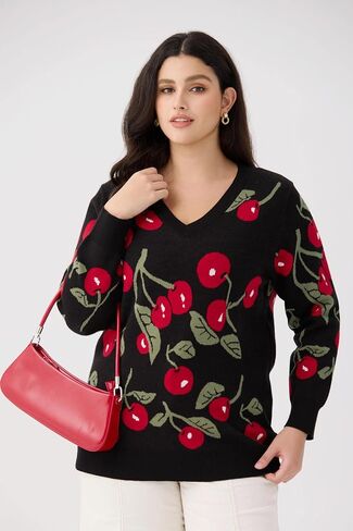 TIYOMI Plus Size Sweater Tops for Women Pearls Lantern Sleeve Sweater XL-5XL in Saudi Arabia