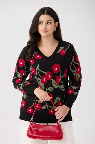 TIYOMI Plus Size Sweater Tops for Women Pearls Lantern Sleeve Sweater XL-5XL in Saudi Arabia