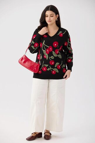 TIYOMI Plus Size Sweater Tops for Women Pearls Lantern Sleeve Sweater XL-5XL in Saudi Arabia