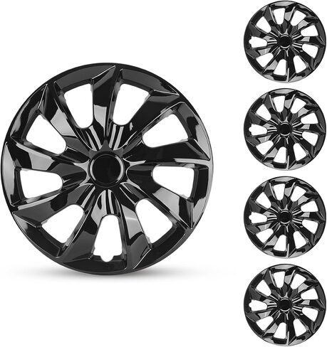 WOLFSTORM Universal Hubcap 15" Wheel Covers for Cars Premium Black Matte Hubcaps- Fits Most Cars Replacement Hub Caps (4-Pack) in Saudi Arabia