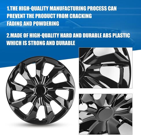 WOLFSTORM Universal Hubcap 15" Wheel Covers for Cars Premium Black Matte Hubcaps- Fits Most Cars Replacement Hub Caps (4-Pack) in Saudi Arabia