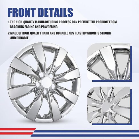 NIXON OFFROAD 16 بوصة Hubcaps لسيارة Toyota Corolla 2009-2019 [عجلة فولاذية مناسبة فقط] غطاء حافة العجلة (مجموعة من 4) ABS + PC استبدال أغطية محور السيارة (كروم، 5110Style) in Saudi Arabia