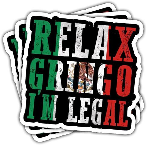 3 Pcs Relax Gringo Im Legal Sticker, Relax Gringo Im Legal Sticker for Car, Relax Gringo Calcomanías De Mexico Funny Immigrant Calcomanias Mexico Mexican Cactus Stickers for Truck Car Helmet G2 in Saudi Arabia
