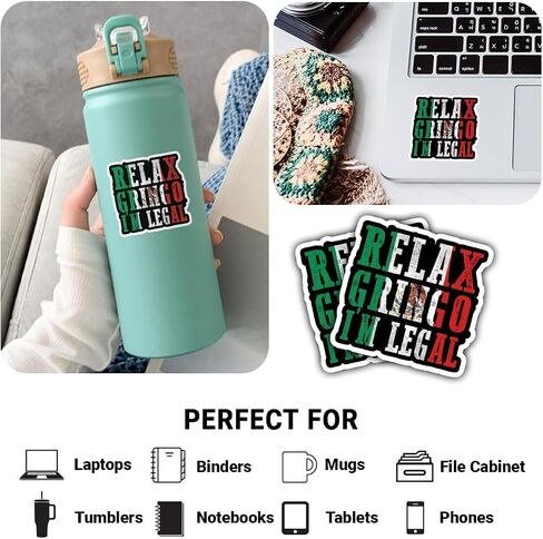 3 Pcs Relax Gringo Im Legal Sticker, Relax Gringo Im Legal Sticker for Car, Relax Gringo Calcomanías De Mexico Funny Immigrant Calcomanias Mexico Mexican Cactus Stickers for Truck Car Helmet G2 in Saudi Arabia