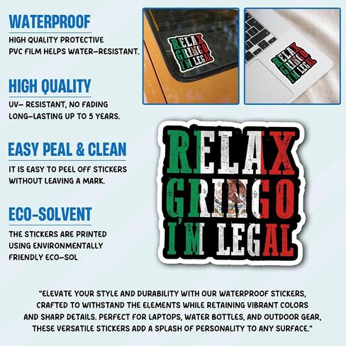 3 Pcs Relax Gringo Im Legal Sticker, Relax Gringo Im Legal Sticker for Car, Relax Gringo Calcomanías De Mexico Funny Immigrant Calcomanias Mexico Mexican Cactus Stickers for Truck Car Helmet G2 in Saudi Arabia
