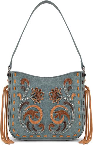 Montana West Western Embroidered Shoulder Bag for Women Vintage Floral Hobo HandBag in Saudi Arabia