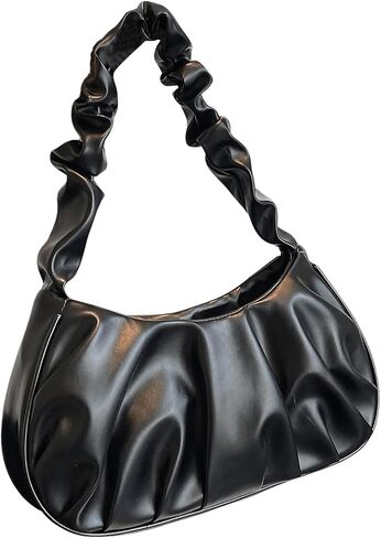 Milumia Women's Ruched Faux Leather Hobo Handbags Top Handle Slouchy Shoulder Bags in Saudi Arabia