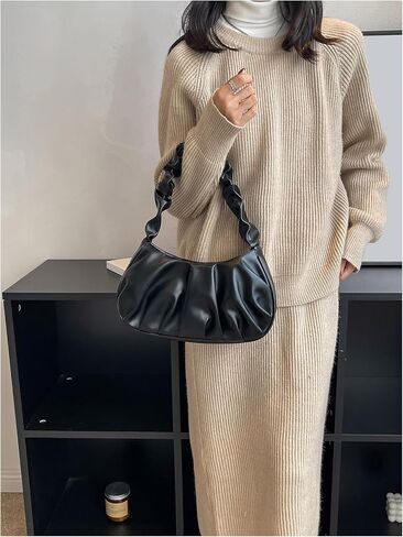 Milumia Women's Ruched Faux Leather Hobo Handbags Top Handle Slouchy Shoulder Bags in Saudi Arabia