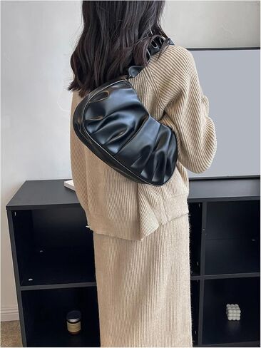 Milumia Women's Ruched Faux Leather Hobo Handbags Top Handle Slouchy Shoulder Bags in Saudi Arabia