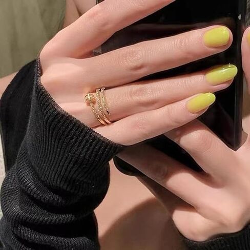 Double Inlaid Zirconia Gold Stainless Steel Nail Ring,Creative Spiral Multi-layer Nail Rings,Versatile Index Finger Ring (1PCS-Gold) in Saudi Arabia