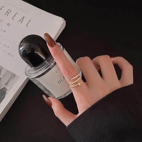 Double Inlaid Zirconia Gold Stainless Steel Nail Ring,Creative Spiral Multi-layer Nail Rings,Versatile Index Finger Ring (1PCS-Gold) in Saudi Arabia