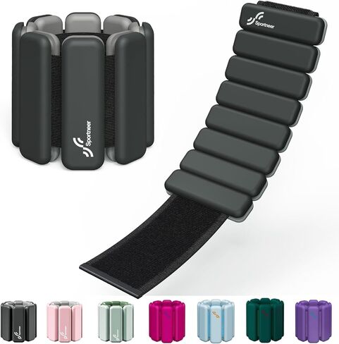 Sportneer Wrist & Ankle Weights - 1 Pair (2lbs Each) | Adjustable Wearable Weights Silicone Wrist Bangles for Women and Men| Yoga, Dance, Barre, Pilates, Zumba, Swimming, Cardio, Aerobics, Gym (Polar Night Black, 4 lbs a pair) in Saudi Arabia
