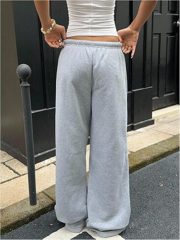 Milumia Women's Drawstring Low Waist Sweatpants Straight Wide Leg Track Workout Baggy Sweat Pants in Saudi Arabia