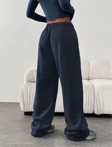 ZAFUL Womens Wide Leg Sweatpants Elastic Waisted Joggers Fashion Baggy Sweat Pants Casual Loose Lounge Pants with Pockets in Saudi Arabia