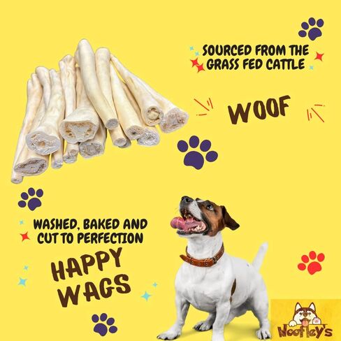 Woofley's Buffalo Cow Tail Jumbo Bone - (8 Count) - Meaty Thick Bones for Dogs - No Splinter Dog Bones - Long Lasting Dog Chews and Bones in Kuwait